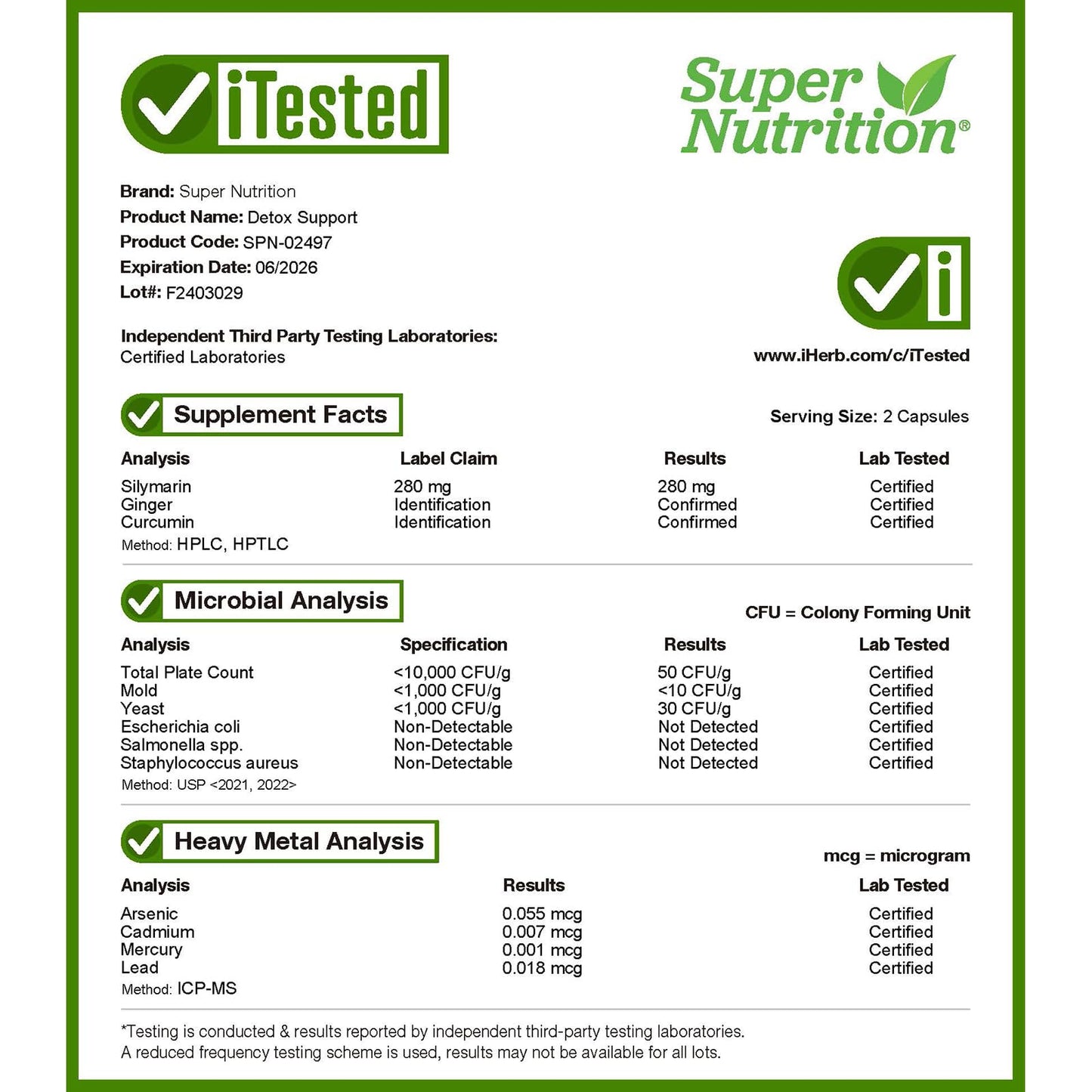 Super Nutrition Detox Support, 60 Veggie Capsules