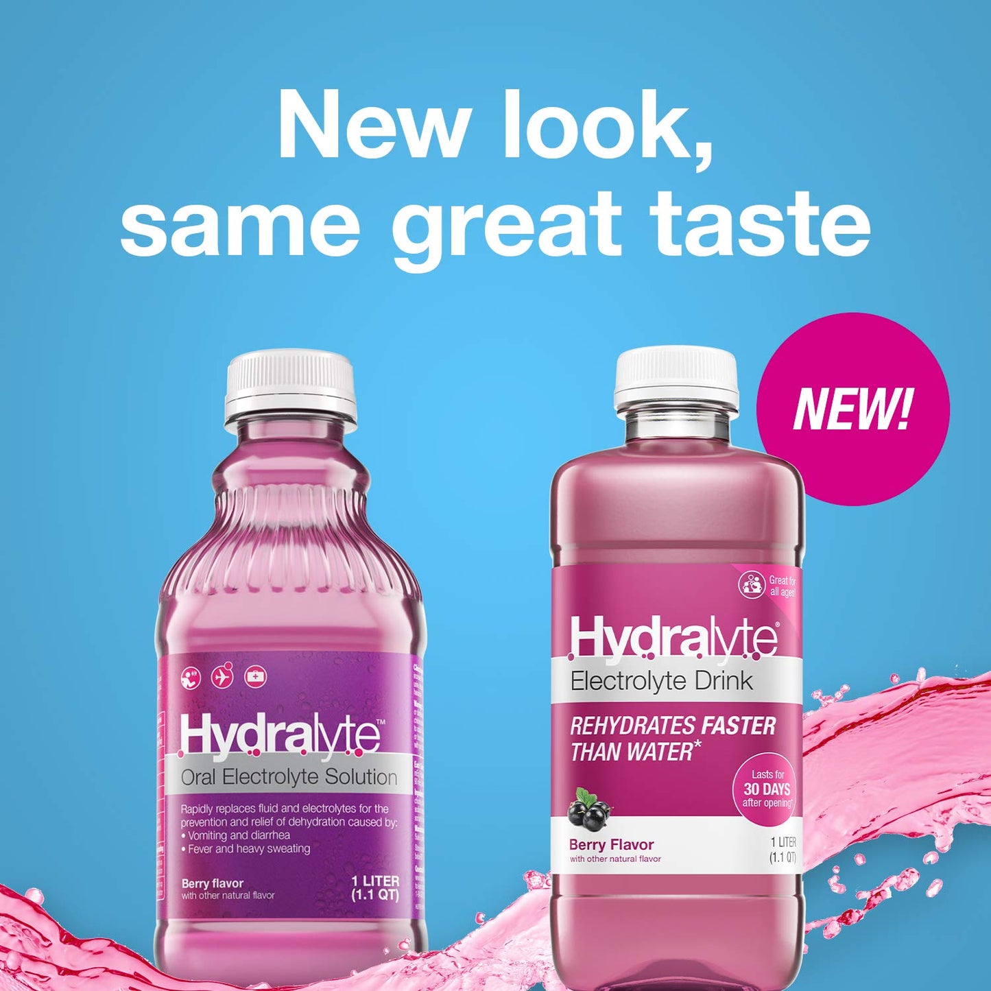 Hydralyte Electrolyte Oral Hydration Ready-to-Drink Solution, Berry, 33.8 Ounce Bottle