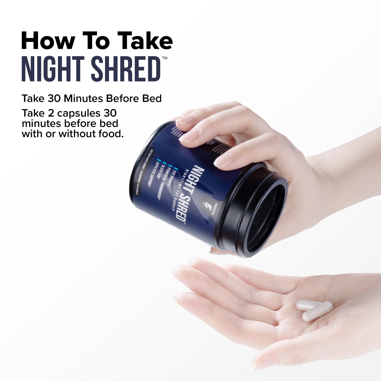 Night Shred Fat Burner and Natural Sleep Support | Ashwaganda, 5-HTP, CLA, Melatonin | Appetite Suppressant | Weight Loss Support Nighttime Fat Burning (60 Vegetarian Capsules)