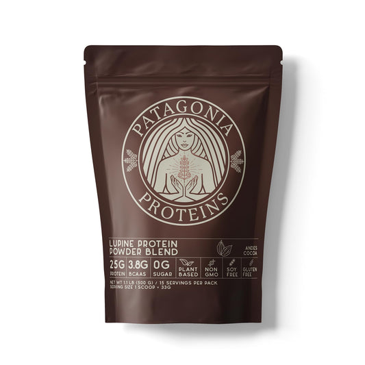 Vegan Protein Harvested in Patagonia, 25g, 110 Cal, 3.8g BCAAs, Plant-Based, Non-GMO, Sugar Free, Soy Free, Gluten Free (Andes Cocoa, 15 Servings)