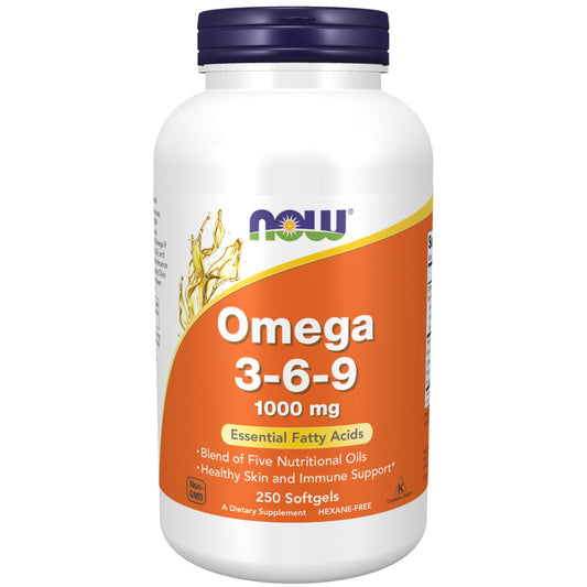 NOW Supplements, Omega 3-6-9 1000 mg with a blend of Flax Seed, Evening Primrose, Canola, Black Currant and Pumpkin Seed Oils, 250 Softgels
