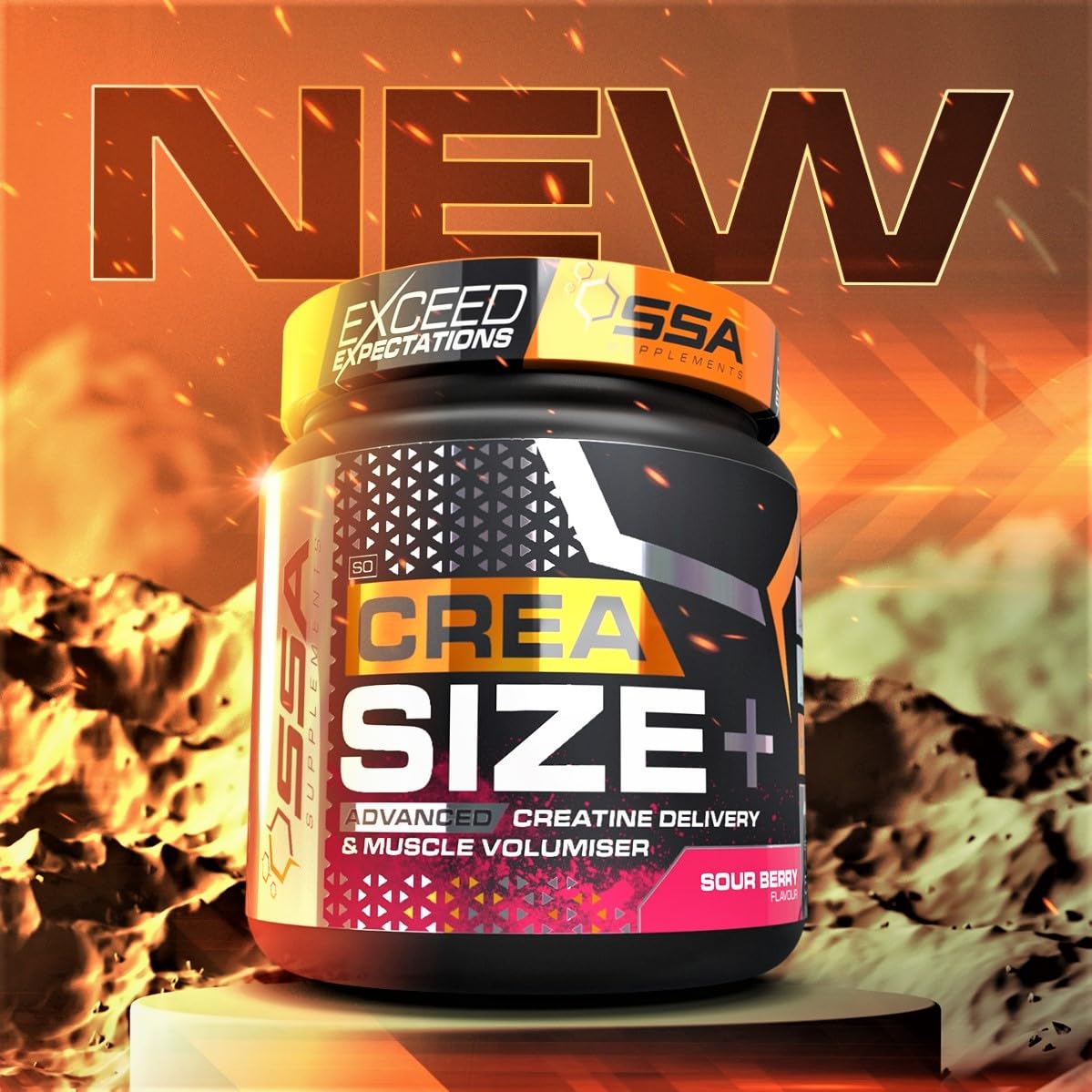 SSA Creatine Monohydrate Powder with D-Ribose for Muscle Gain and Volumization, Rapid Muscle Recovery | Pure Micronized Creatine | Time Release Blend | 1.2lb (Sour Berry)