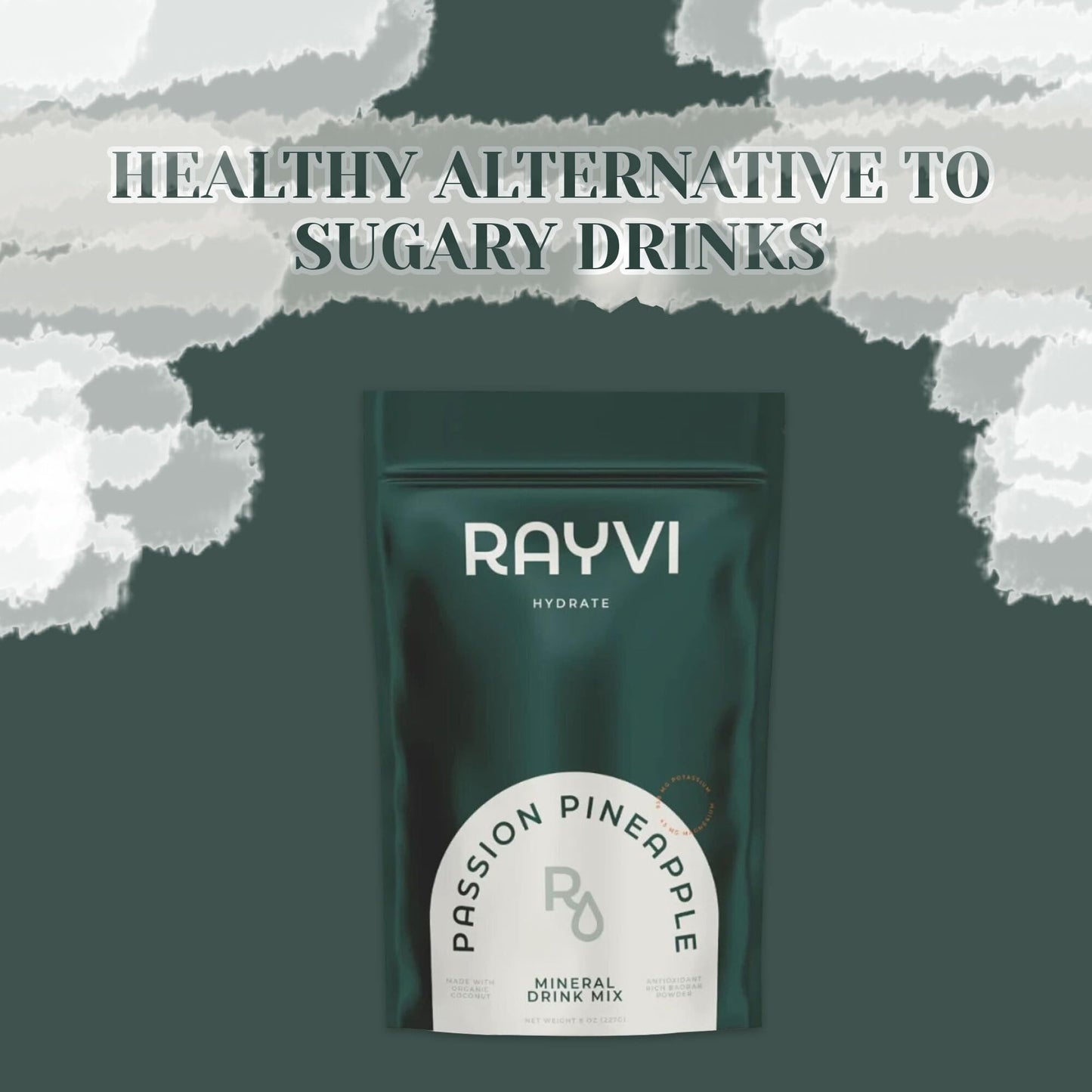 Rayvi Zero Sugar Electrolytes + Minerals Hydration Powder - Vegan, No Sugar and Artificial Additives - 1 Pack (30 Servings) - Electrolyte Powder Hydration Mix - (Passion Pineapple Flavor)