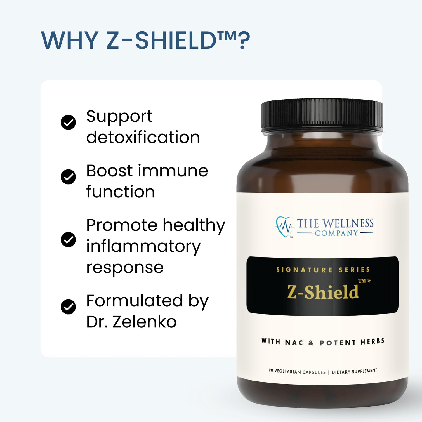 The Wellness Company Z-Shield | 90 Capsules | Detox Support Formula with St. John's Wort, Lemon Balm, Turmeric, NAC, and EGCG | Non-GMO, Gluten-Free | Supports Immune Health and Detoxification