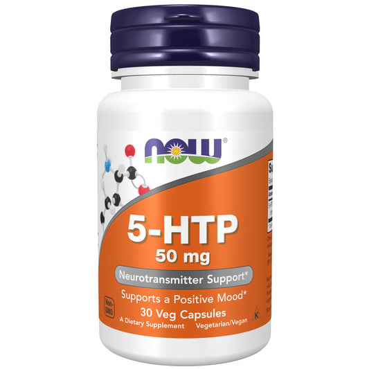 NOW Foods Supplements, 5-HTP (5-hydroxytryptophan) 50 mg, Neurotransmitter Support*, 30 Veg Capsules