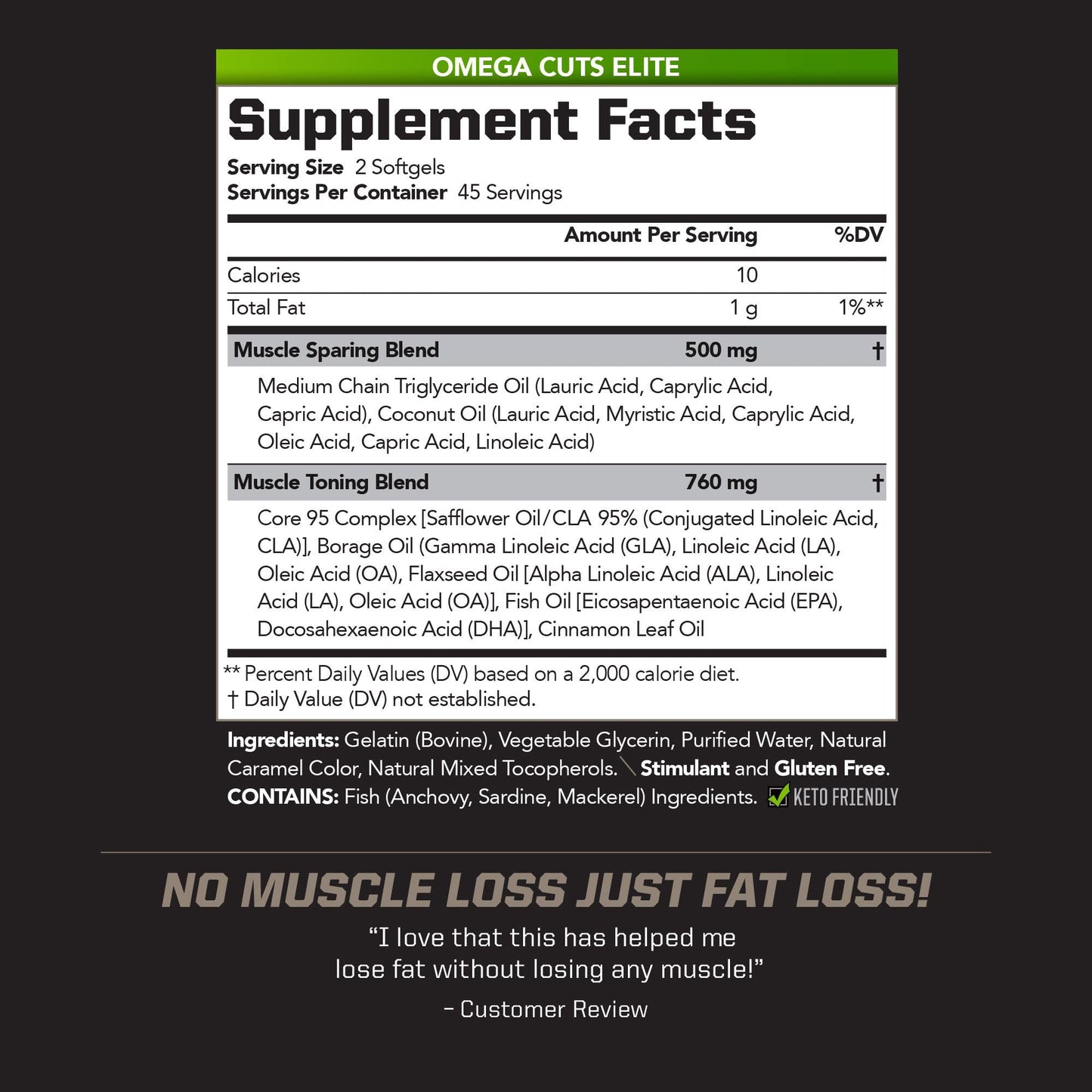 PMD Sports Omega Cuts Elite Fat Loss-Muscle Defining Formula - Omega Fatty Acids, MCT's and CLA for Muscle Definition and Maintenance - Keto Friendly for Women and Men - Stimulant Free (90 Softgels)