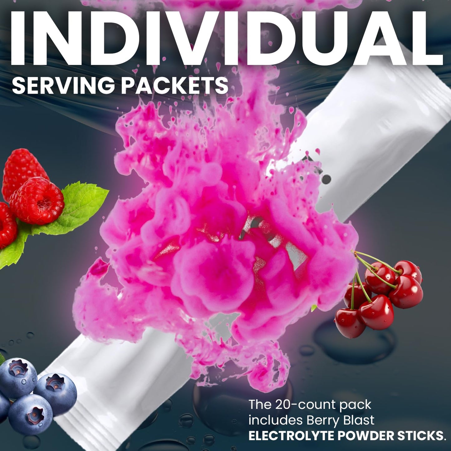 Vital Rise® Hydrate! - Berry Blast - Hydration Powder Packets | Low Sodium Electrolyte Drink Mix | Easy Open Single-Serving Stick | Non-GMO | 20 Servings (Pack of 1)