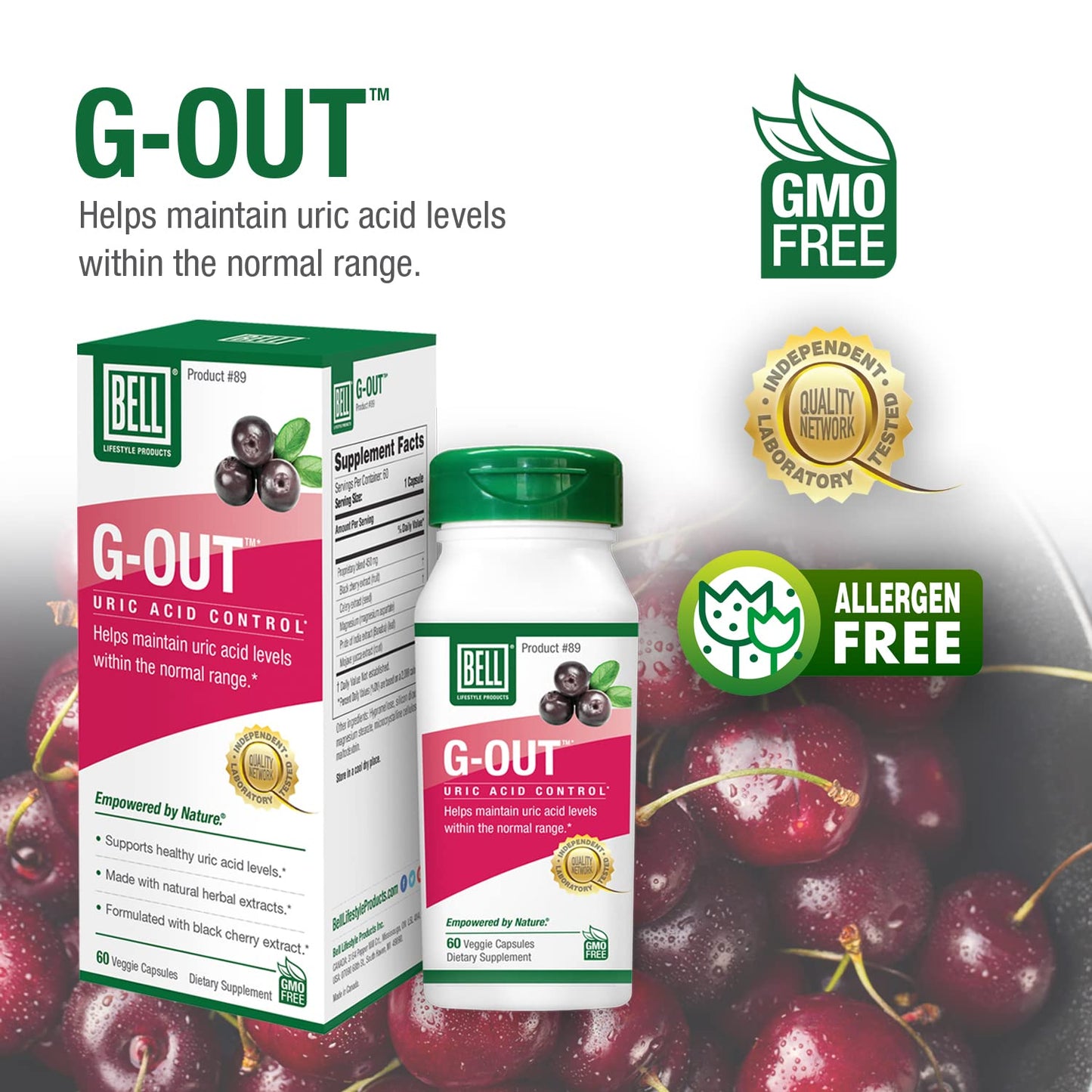 Bell G-Out Uric Acid Cleanse -2 Pack Combo | A Unique Blend of Herbal Extracts That Supports Uric Acid Levels Within Normal Range | 120 Capsules