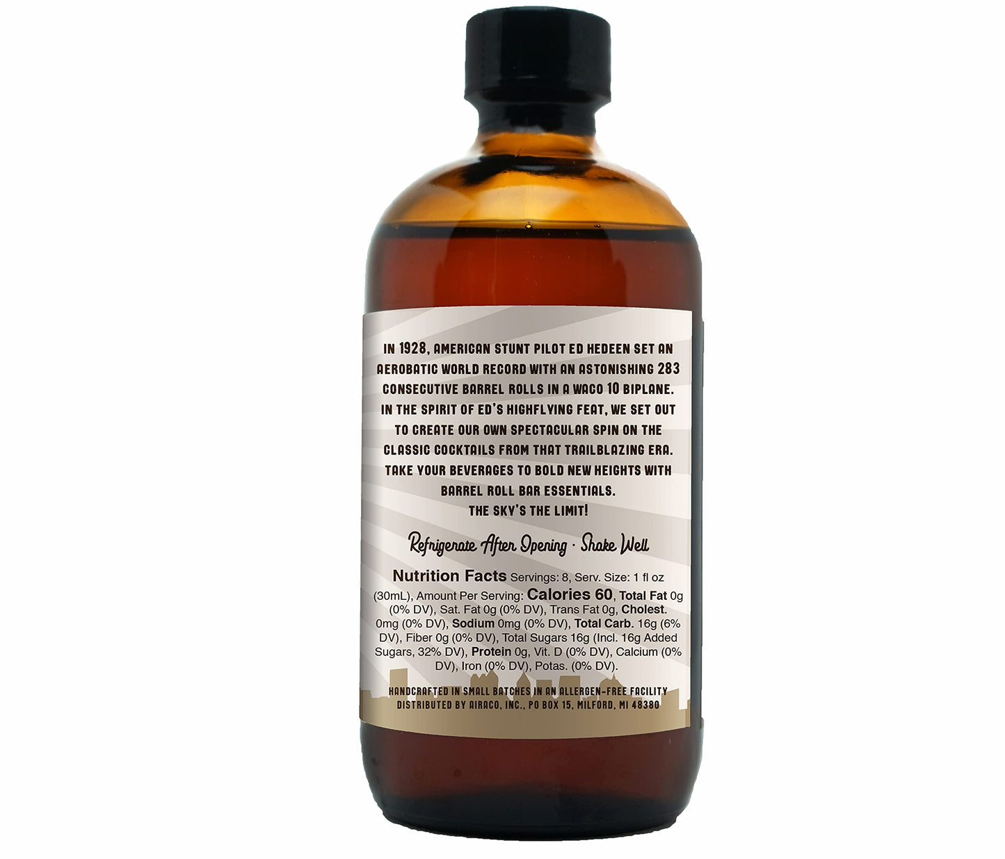 Barrel Roll Bar Essentials Cocktail Mixers  Demerara Cocktail Mix  AllNatural Demerara Drink Mix  USA Handcrafted Cocktail Syrups  Small Batch Cocktail Bitters with Real Cane Sugar  8 Ounce