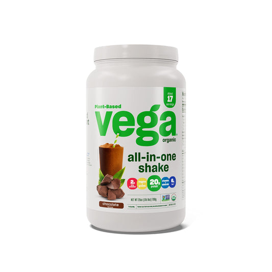 Vega Organic All-in-One Vegan Protein Powder, Chocolate - Superfood Ingredients, Vitamins for Immunity Support, Keto Friendly, Pea Protein for Women & Men, 25 Oz (Packaging May Vary)
