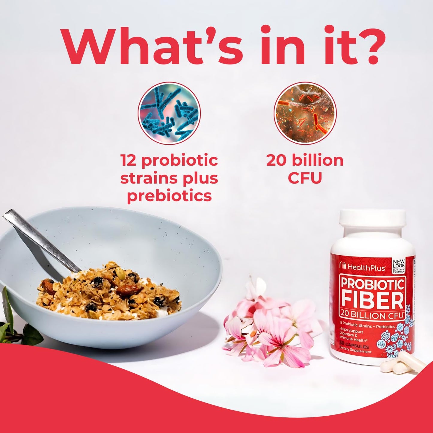 Health Plus Probiotic Fiber - Dietary Supplement, Detox, 30 Capsules, 30 Servings