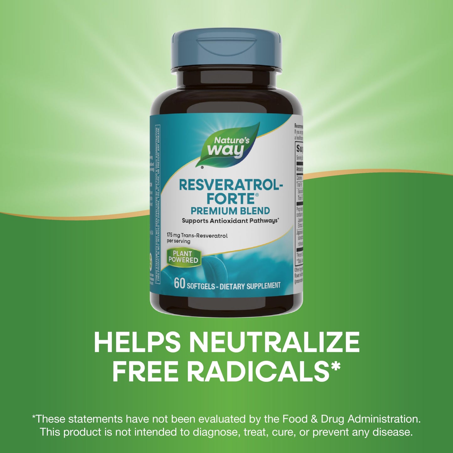 Nature's Way Resveratrol-Forte, Protects from Free Radicals*, 60 Softgels
