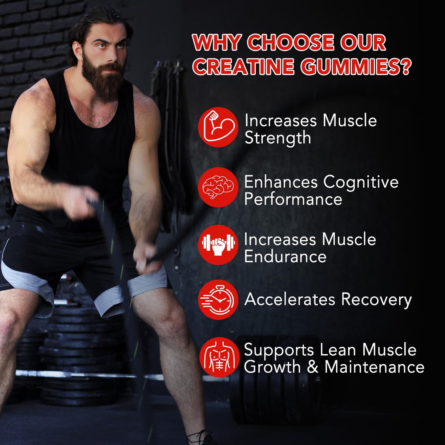 WeiWeiLa Creatine Monohydrate Gummies Creatine Monohydrate per Serving Chewable Creatine for Muscle Builder, Energy Boost, 120 Gummies