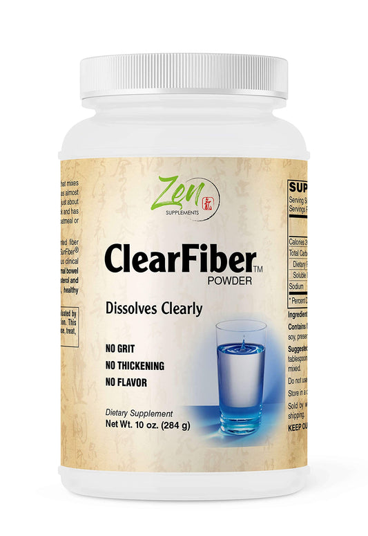 Zen Supplements - Clearfiber - Supports a Healthy Gut & Digestive Regularity, Feeds Good Bacteria, Ease Gas & a Complement for Probiotics 10 Oz-Powder