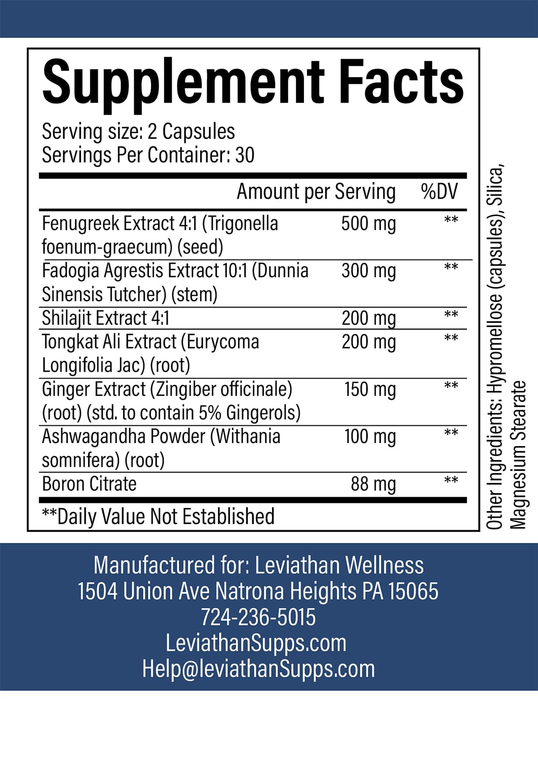 Leviathan Wellness Vitality Testosterone Booster, 60 Capsules, 30 Servings