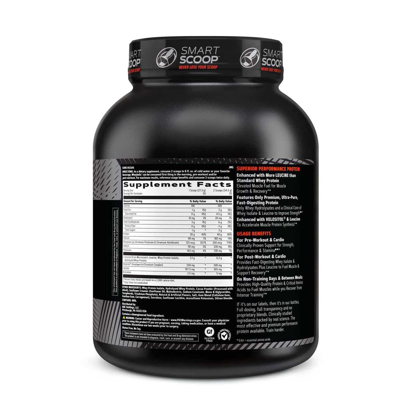 GNC AMP Wheybolic Whey Protein Powder Isolate with BCAA| Targeted Muscle Building and Workout Support Formula | Gluten Free | Chocolate Fudge | 25 Servings