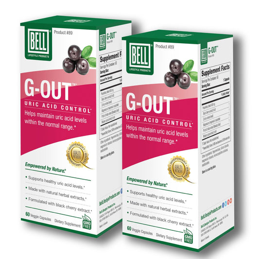 Bell G-Out Uric Acid Cleanse -2 Pack Combo | A Unique Blend of Herbal Extracts That Supports Uric Acid Levels Within Normal Range | 120 Capsules