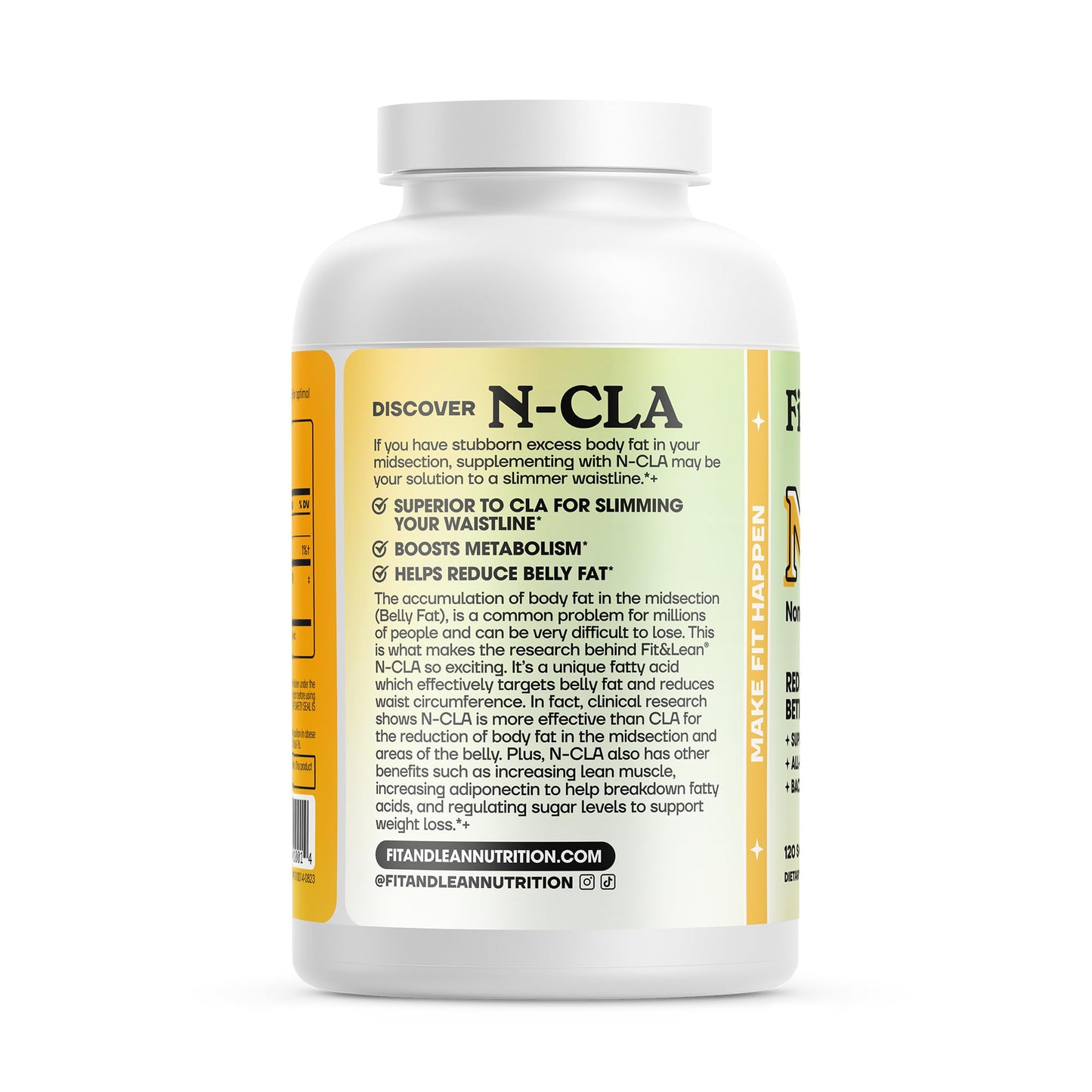 Fit & Lean N-CLA, Weight Loss Supplement, Reduces Belly Fat Better Than CLA, Boost Metabolism, Supports Lean Muscle, Stimulant Free, Non Conjugated Linoleic Acid, 120 Servings (Packaging May Vary)