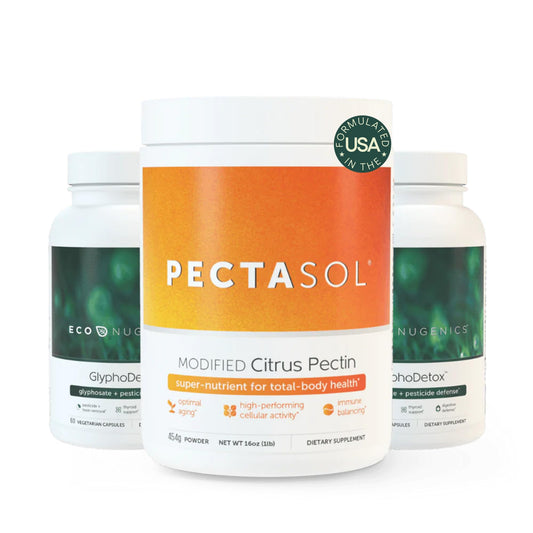 EcoNugenics Detox Rescue Supplement Bundle for Men & Women - PectaSol Modified Citrus Pectin Fiber + 2 GlyphoDetox Bottles - Safely Removes Pesticides & Agricultural Toxins, Offers Total-Body Support