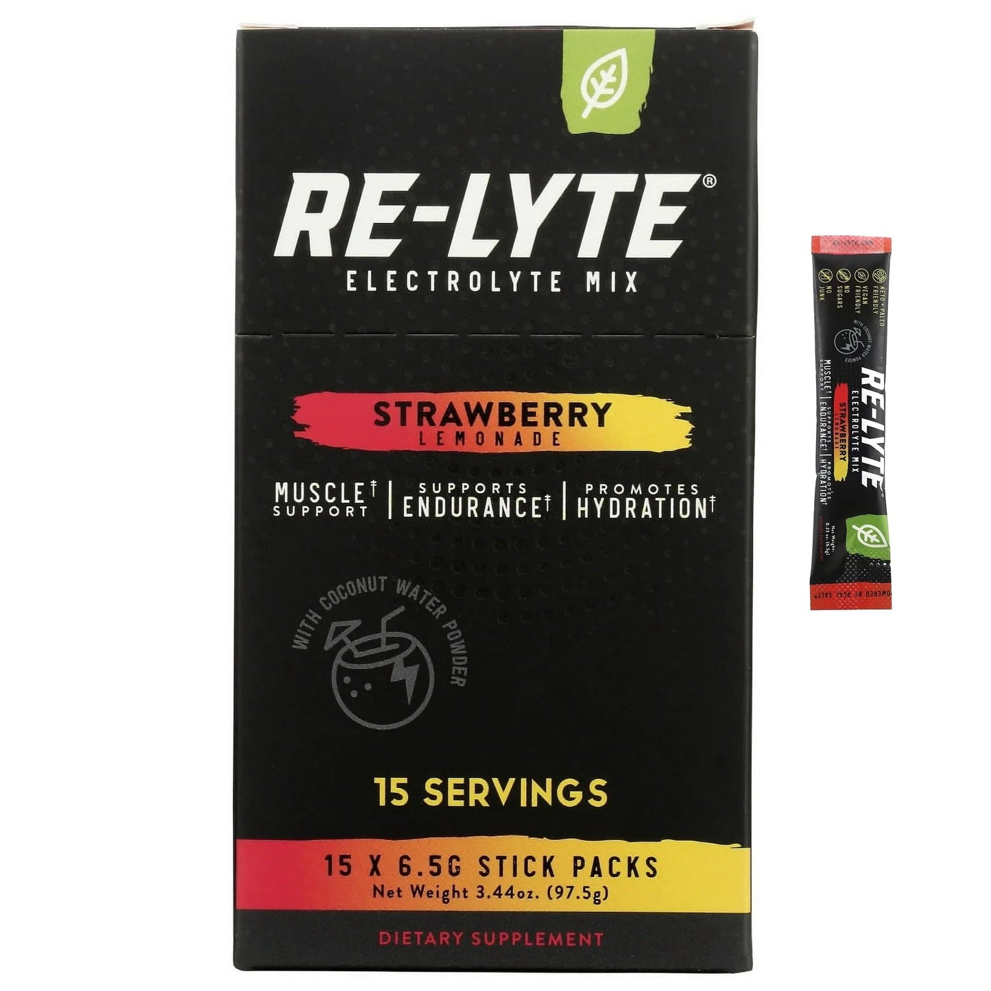 RELYTE Re-lyte Electrolyte Drink Mix Strawberry Lemonade 15 Servings Packets 3.44 oz.