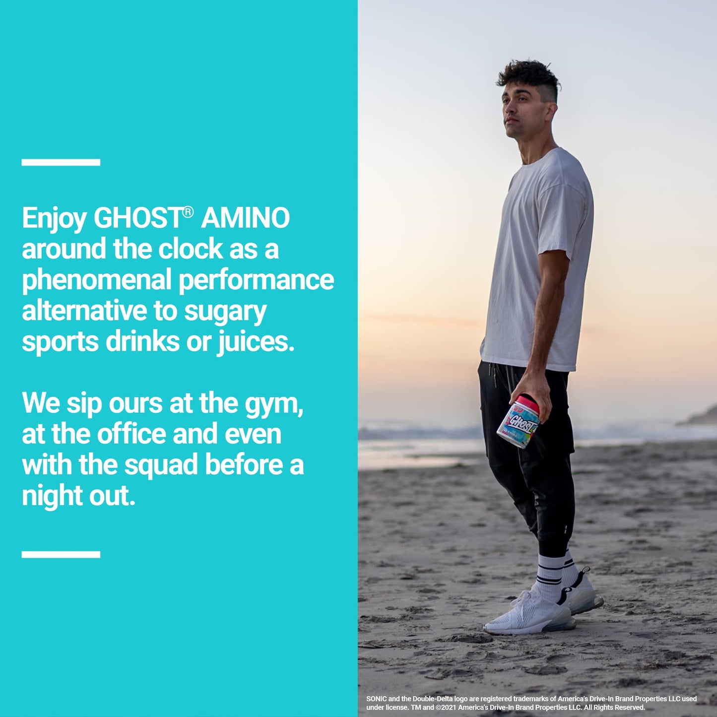 GHOST Amino: Essential Amino Acid Supplement, Blue Raspberry - 40 Servings - Intra-Workout Powder for Hydration & Recovery 4.5g BCAA & 5.5g EAA - Soy & Gluten-Free, Vegan