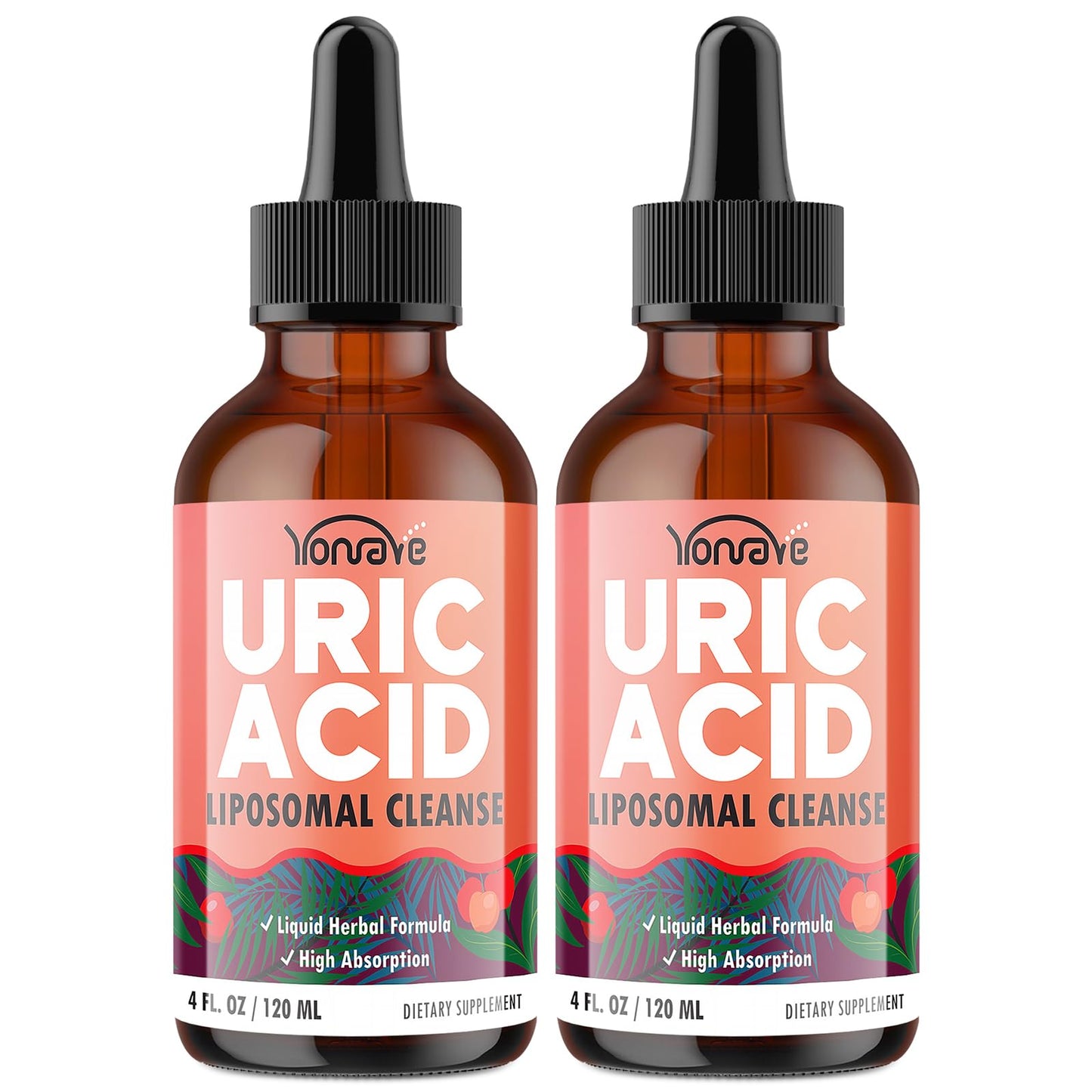 Liposomal Uric Acid Drops, Tart Cherry Supplement with Celery Seed & Boswellia Extract - Muscle, Detox, Joint and Kidney, Uric Acid Cleanse Liquid Supplement- 4 FL OZ (2 Bottle)