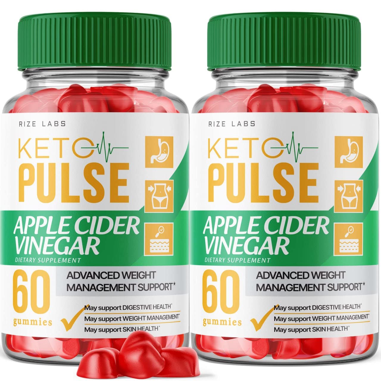 (2 Pack) Keto Pulse Gummies - Keto Pulse ACV Gummies Weight Loss Supplement Organic Ingredients Apple Cider Vinegar Advanced Active Keto+ACV Formula Plus Gomita (120 Gummies)