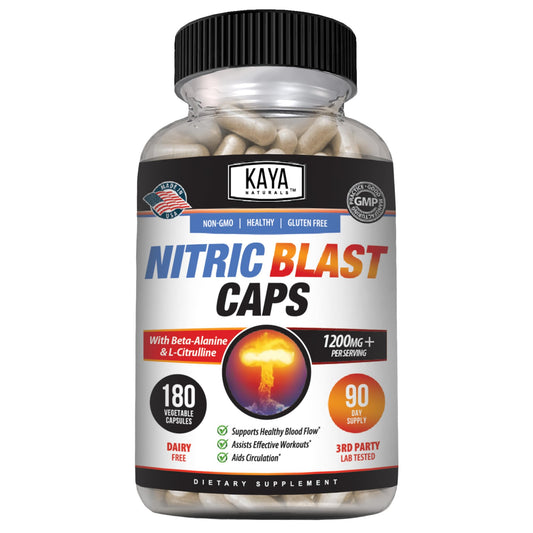 Kaya Naturals - Nitric Blast Potent All-Natural Herbal Supplement for Maximum Health Benefits | Pre-Workout | Increased Energy | Improved Nighttime Performance (180 Count (Pack of 1)