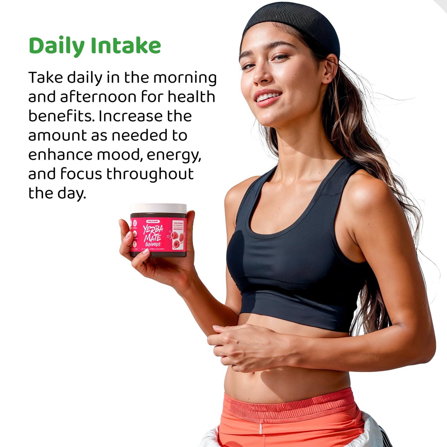HOLYMARY Yerba Mate Gummies - Boost Energy, Focus, Immunity & Cardio Health | Vegan, Non-GMO, Gluten-Free Supplement - 30 Raspberry Flavor Gummies