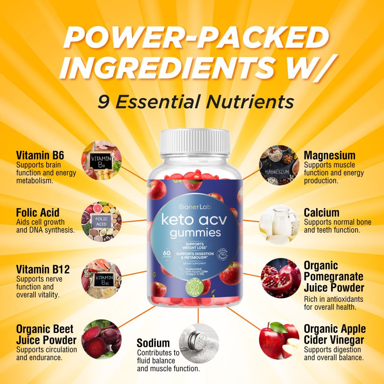 Keto ACV Advanced Weight Loss Gummies - Apple Cider Vinegar Gummy for Belly Fat Burn - Support Metabolism & Digestion Boost - Sugar Free ACV-Keto with B12 B6 to Lose Weight & Ketogenic Diet Management