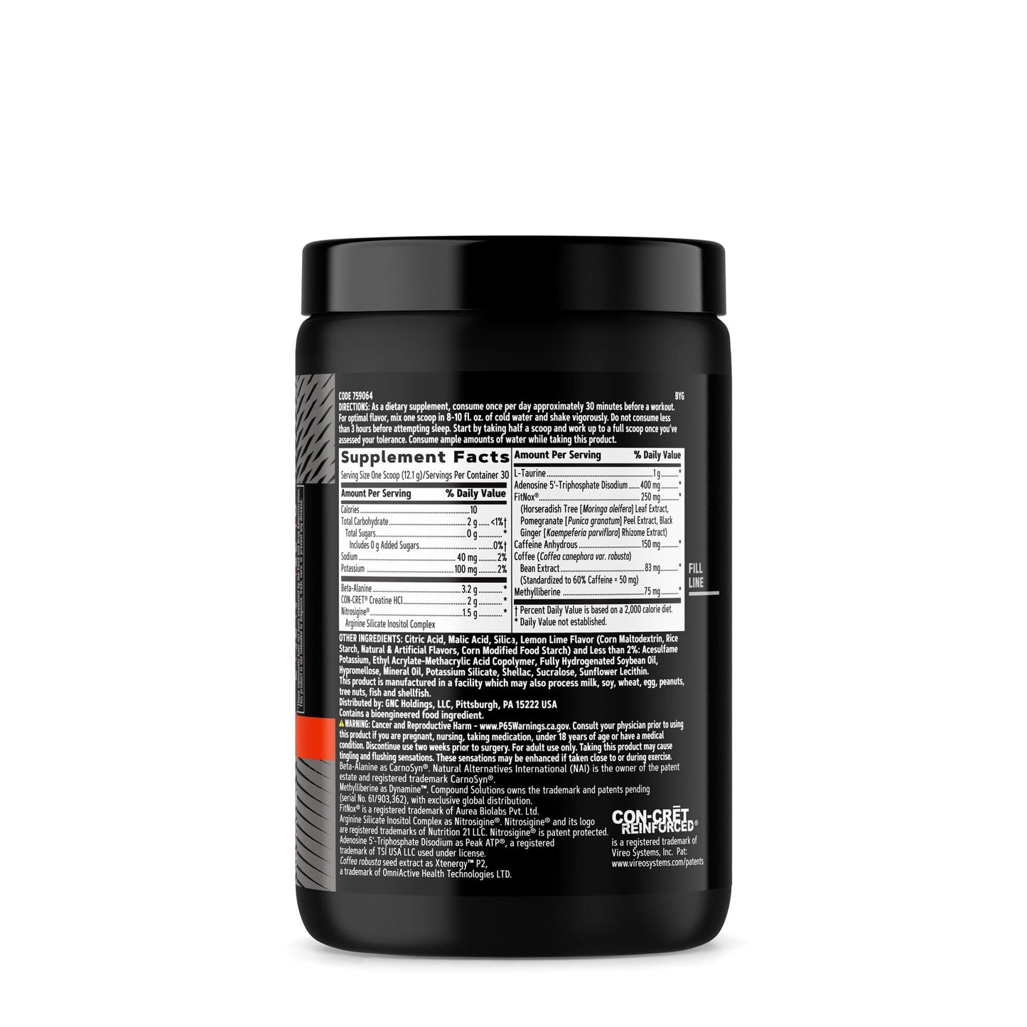 GNC AMP Tri-Phase Multi-Action Pre-Workout | Supports Muscle Performance & Endurance | Lemon Lime | 30 Servings