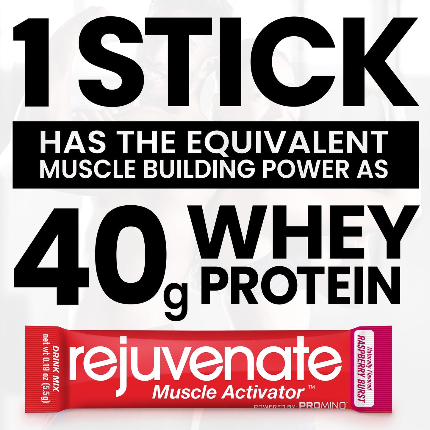 Rejuvenate Muscle Growth + Energy, Perfect Amino Blend (BCAA + EAA), 1 Stick = 40g Whey Protein Equivalency, 11x Better Than Whey Protein, GLP-1 + Bariatric Approved*, Raspberry Burst, 30 Count