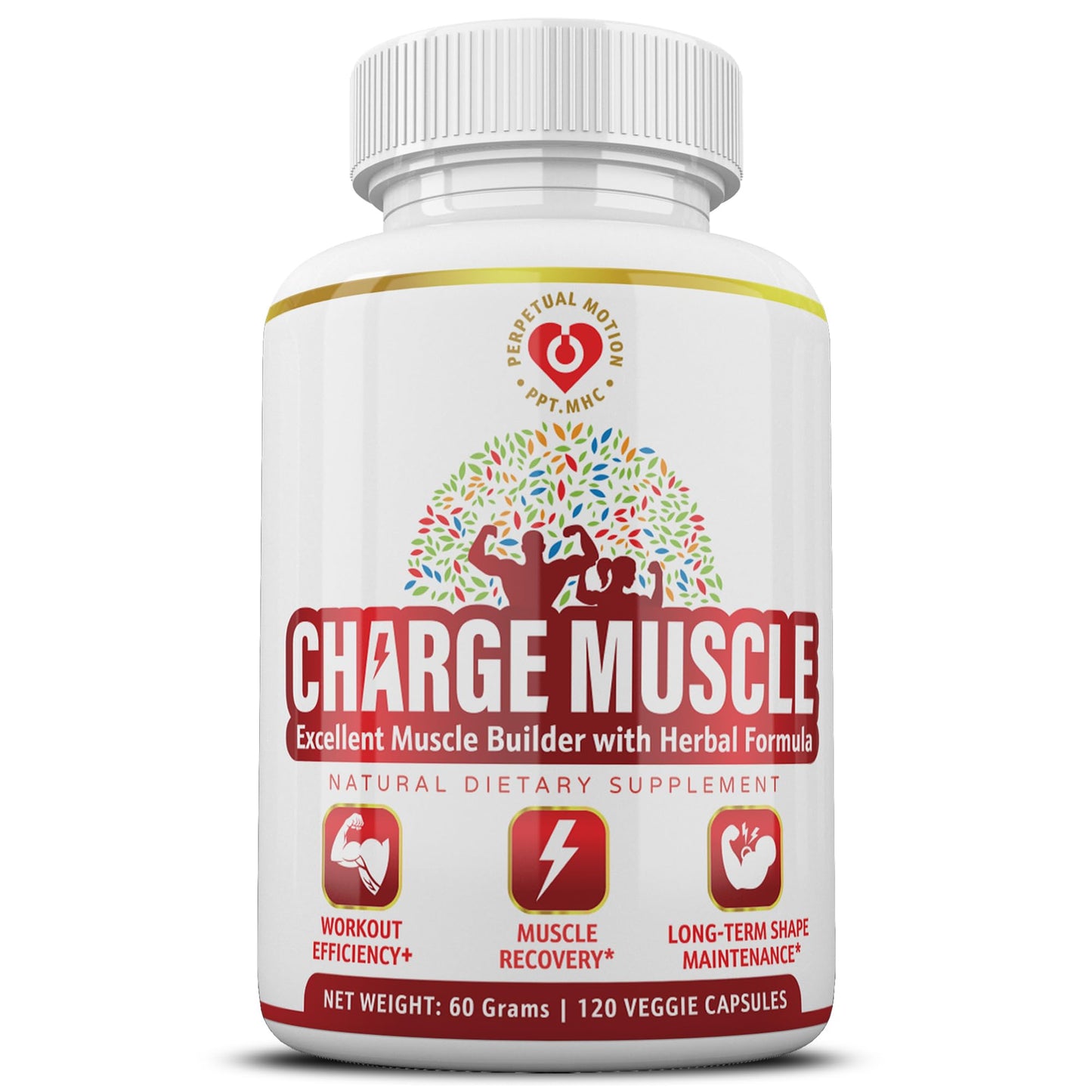 PPT.MHC Natural Muscle Support Supplement- Herbal Muscle Recovery & Builder for Men and Women, Premium Formula for Muscle Growth, Quality Sleep & Cramp Relief, 120 Veggie Capsules