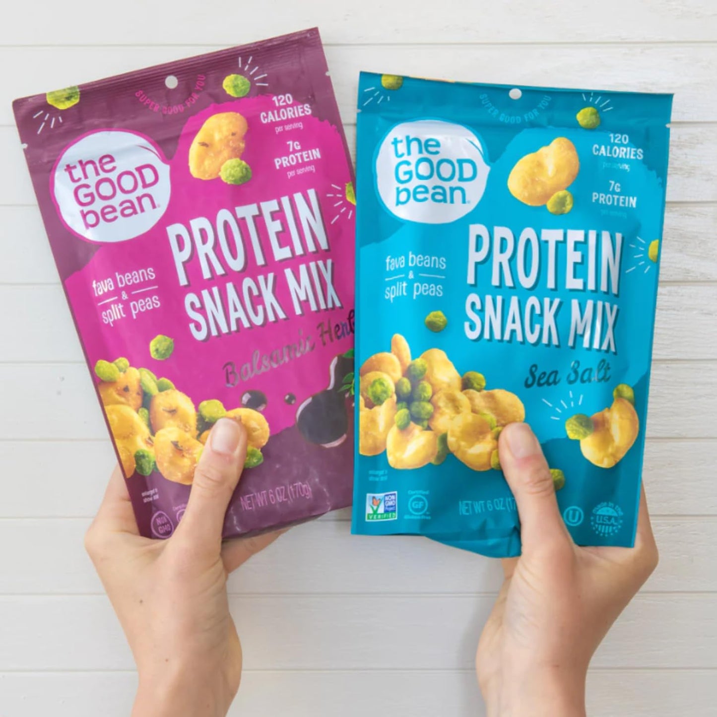 The Good Bean Protein Snack Mix  Sea Salt  6 Pack 6 oz Resealable Bag  Fava Beans and Split Peas  Vegan Snack with Good Source of Plant Protein and Fiber