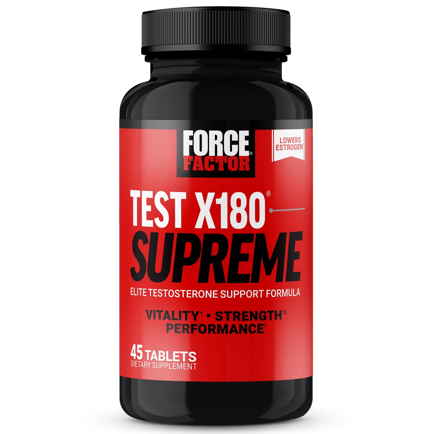 Force Factor Test X180 Supreme, Men’s Testosterone Support Supplement to Enhance Performance, Lower Estrogen, Support Muscle and Strength, and Boost Male Vitality, 45 Tablets