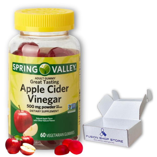 Spring Valley Apple Cider Vinegar Gummies- 500 mg 60 Ct (Pack 1), Boxed by Fusion Shop Store
