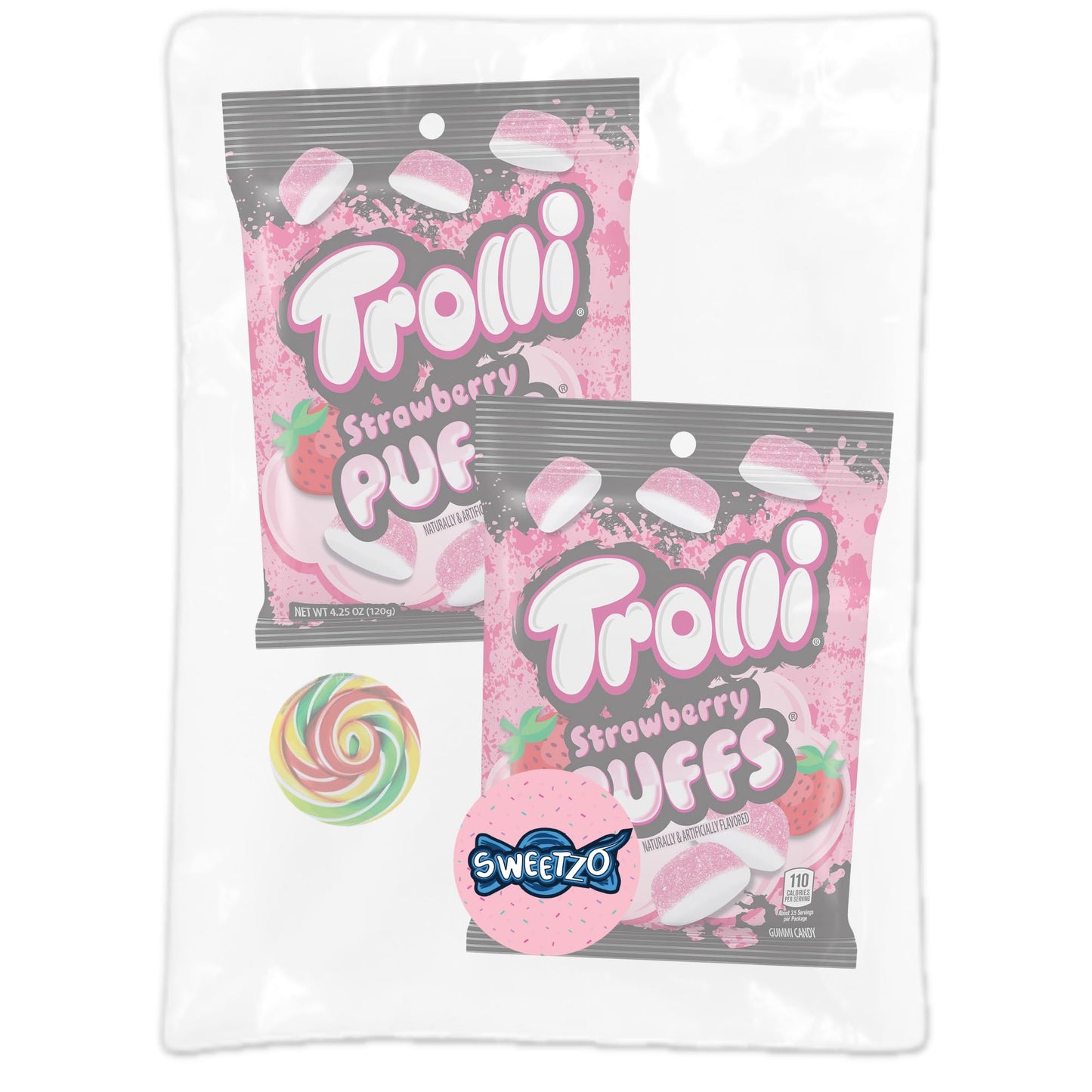 Strawberry Puff Gummy Candy Soft and Chewy Fruit Flavored Treats Sweet Snacks for Road Trips 425 Ounces Pack of 2