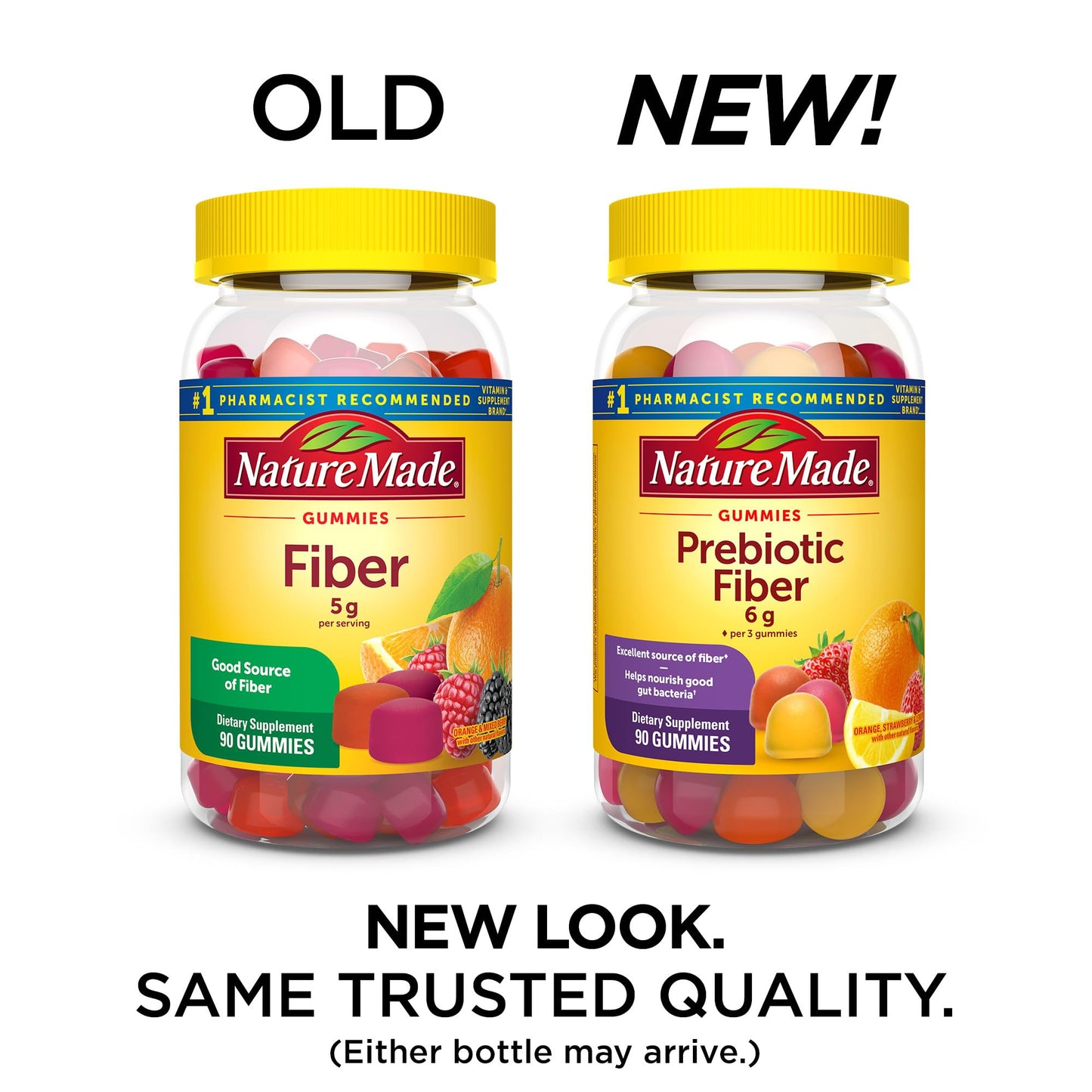 Nature Made Prebiotic Fiber Gummies for Adults and Kids, Fiber Supplement for Digestive System Support, 90 Gummies