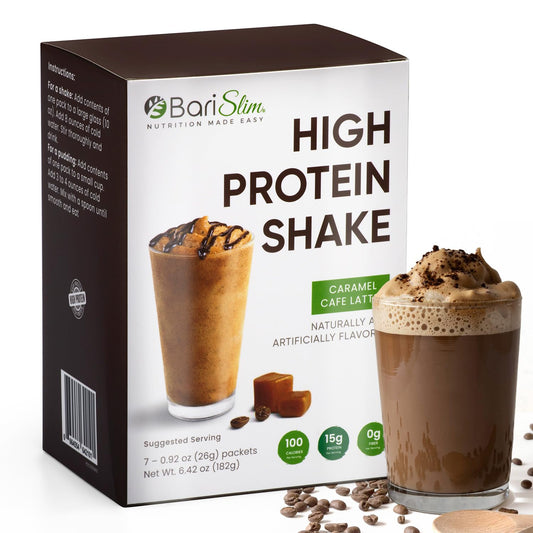 BariSlim High Protein Shake - Delicious & Nutritious Meal Replacement Shake - Low Sugar & Carb - Formulated for Bariatric Patients & Post-Weight Loss Surgery Support | Carmel Caffe Latte (9 oz)