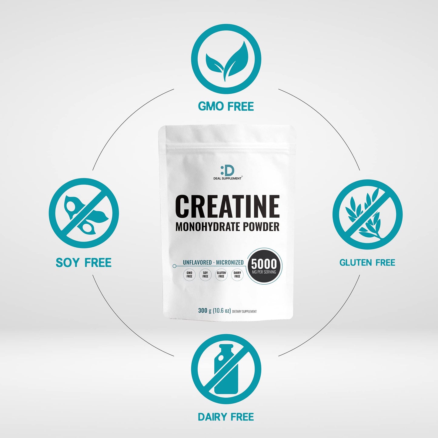 Instant Creatine Monohydrate Powder 60 Servings - 5000mg(5g) Per Serving | Unflavored Micronized Creatine | Strength & Power for High-Intensity MetCon & CrossFit Training | Vegan, Keto | Non-GMO