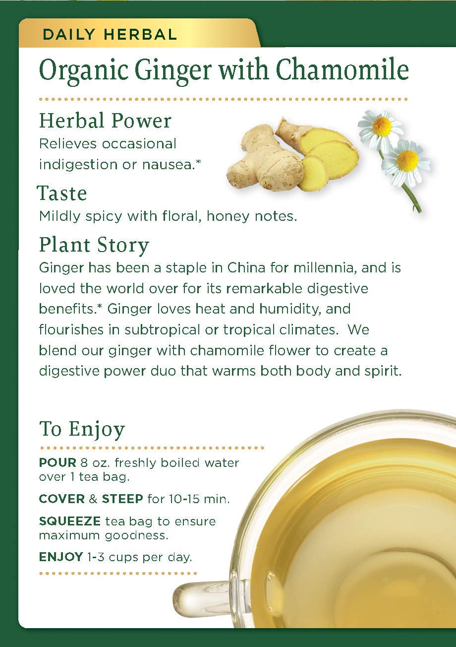 Traditional Medicinal Organic Ginger with Chamomile Tea  16 Bags
