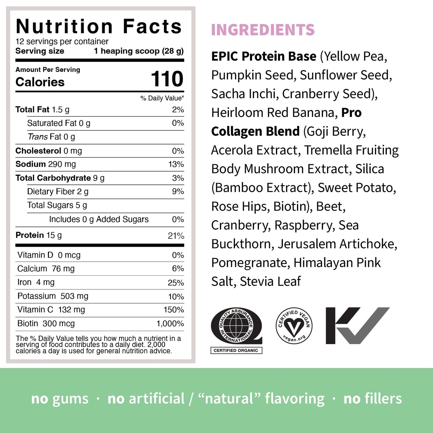 Sprout Living Epic Protein, Plant Based Protein & Superfoods Powder, Pro Collagen, Berry | 15 Grams Organic Protein Powder, Vegan, Non Dairy, Non-GMO, Gluten Free, Low Sugar (0.7 Pound, 12 Servings)