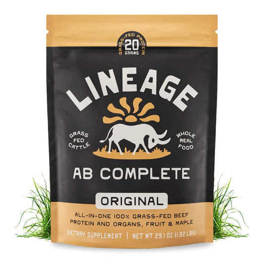 Lineage Provisions Grass Fed Beef Protein Powder - Original Flavor - Nose to Tail Animal Protein Powder Including 100% Grass Fed and Finished Beef Organs, Colostrum, and Fruit - 1.8 lbs (30 Servings)
