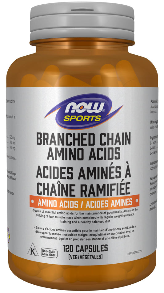 NOW Foods Sports Nutrition, Branched Chain Amino Acids, With Leucine, Isoleucine and Valine, 120 Veg Capsules