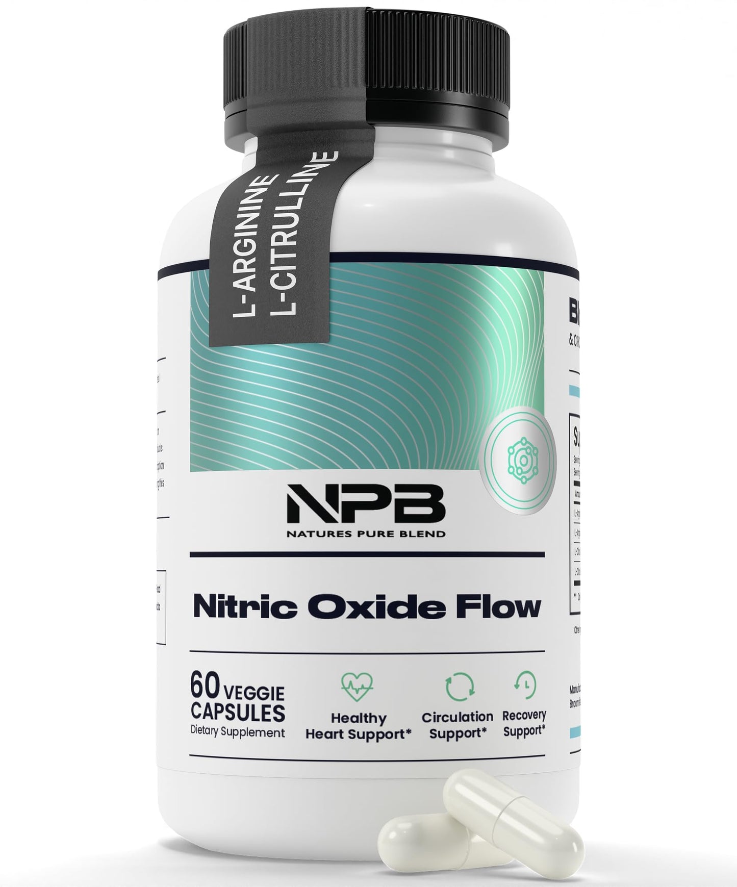 Nature's Pure Blend Nitric Oxide Supplements for Men - L-Arginine L-Citrulline - Heart Support, Blood Pressure & Flow Circulation Booster - 1500MG L Arginine and L Citrulline, Preworkout, Bodybuilding