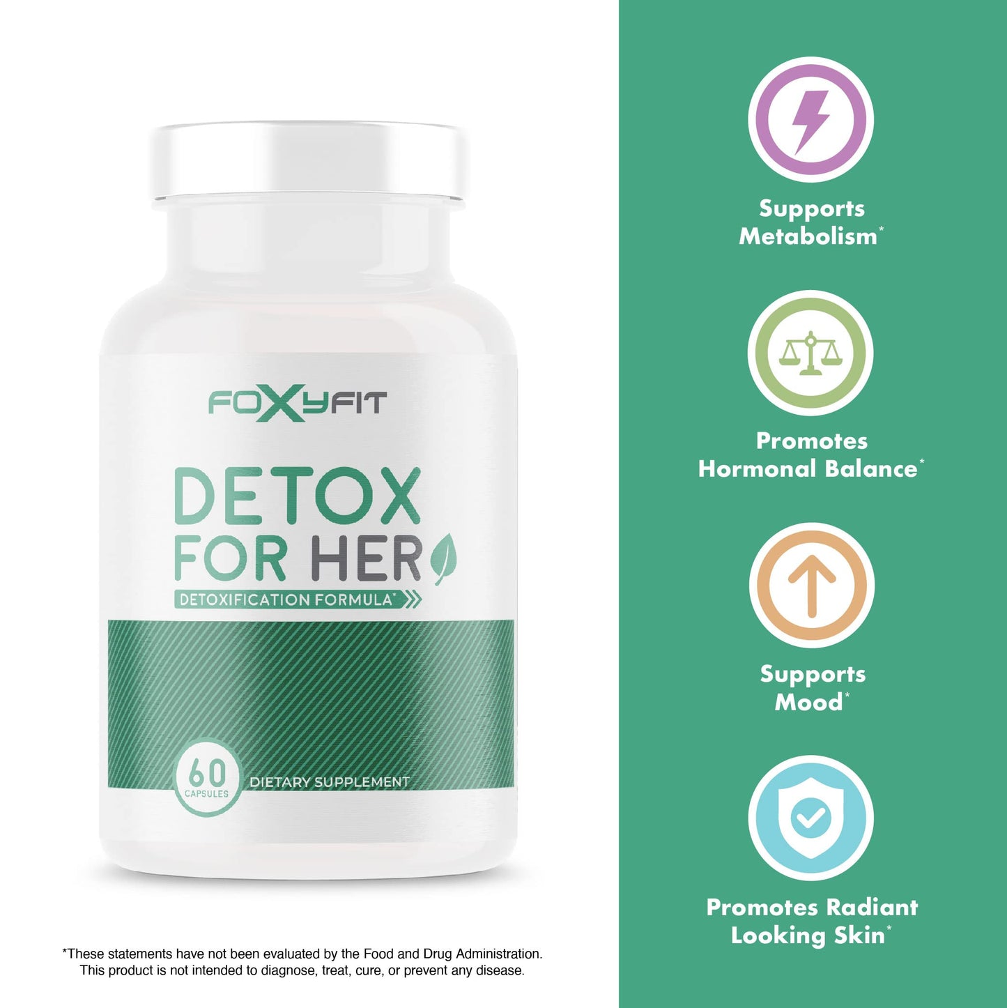 FoxyFit Detox for Her 30 Day Detox Cleanse Formula That Supports Healthy Digestion Function, Promotes Detoxification, & Balances from Within*