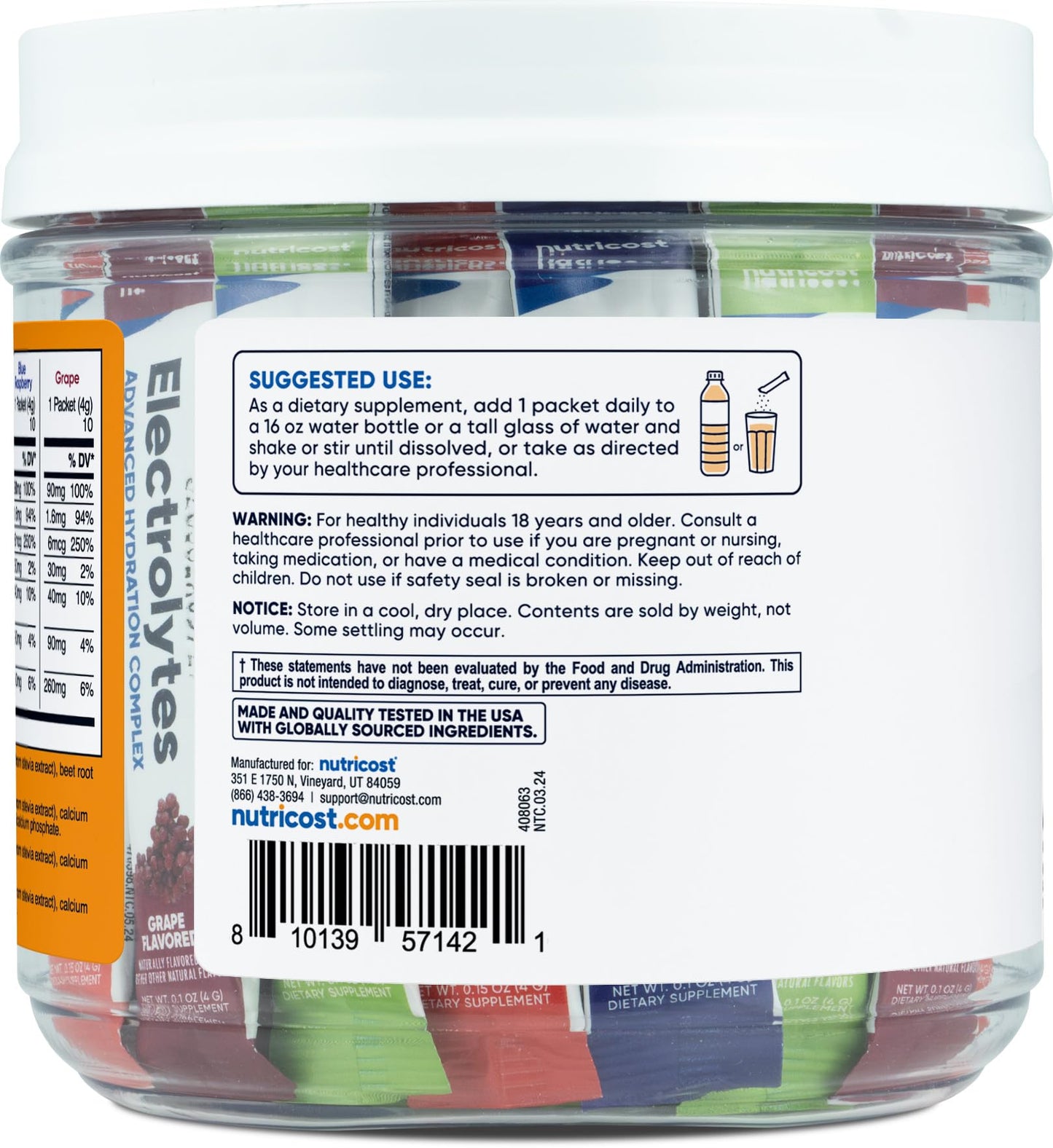 Nutricost Electrolytes Complex, Variety Pack Flavored, 40 Stickpacks - Advanced Hydration Complex