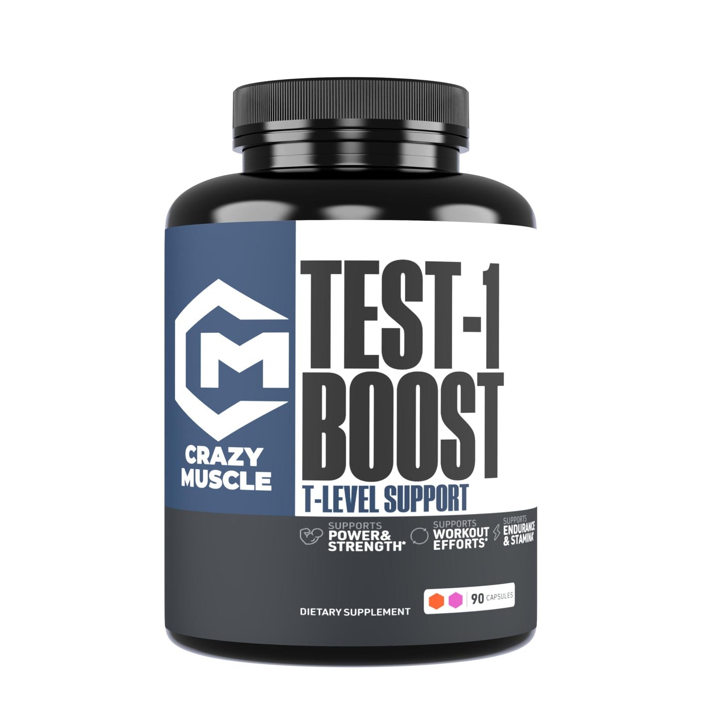Crazy Muscle Testosterone Booster for Men and Women (over 1,300mg per capsule) to Increase Low Testosterone Levels by Crazy Muscle - Reverse The Effects of Low Test on Muscle and Fat - 90 Pills