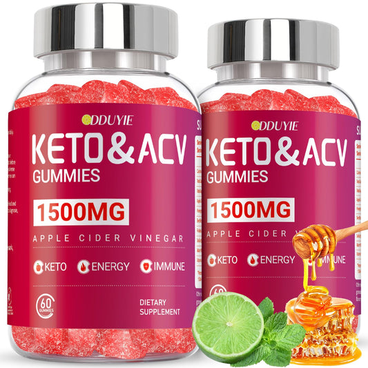 (2 Pack) 1500mg Keto ACV Gummies Advanced Keto Supplements for Overcome Cravings Support -Apple Cider Vinegar Gummies with Vitamins B12 and B6, Non-GMO, Gluten-Free, Gelatin-Free, 120 Count